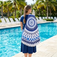 Sand Free Round Towel Super Absorbent Quick Dry Custom Digital Print Beach Towel with Tassels