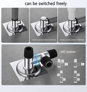 Conector de Manguera para Desagüe de Piso con Diseño Moderno, de Acero Inoxidable y Plástico Cromado, Anti-reflujo, para <span class=keywords><strong>Lavadora</strong></span> de Baño - Product Image 3