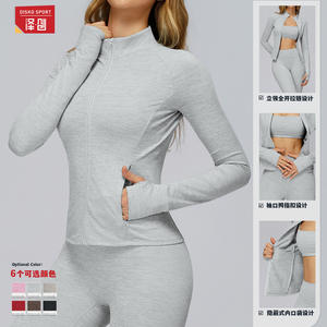 Zechuang Chaqueta de manga larga con cremallera para mujer, de secado rápido, con cuello alto, para deporte y fitness, EWT4510 - Product Image 5