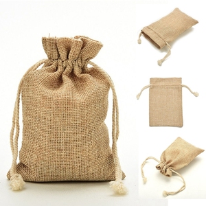 Bolsas <span class=keywords><strong>de</strong></span> Yute Naturales Personalizables con Cordón, Reciclables, Estampadas en Caliente, Impresas con Serigrafía, para Uso Doméstico, Reutilizables, Pequeñas, para Compras - Product Image 3