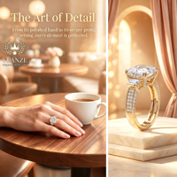 Bague de mariage personnalisable élégante en moissanite plaquée or 18 carats S925 pour femme avec griffes taillées, accessoire de bijouterie