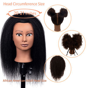 100% cabeza de Maniquí de <span class=keywords><strong>pelo</strong></span> Real <span class=keywords><strong>muñeca</strong></span> de cosmetología 18-22 <span class=keywords><strong>Afro</strong></span> esponjoso rizado recto texturizado cosmetología escuela de belleza - Product Image 4