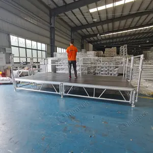 Wereldwijde Concerttentoonstelling Hal 4 "X 4" 1.22X1.22M 4 "X 8" 1.22X2.44M Bruiloft 3 Stop Verstelbaar Aluminium Mobiel Podiumplatform