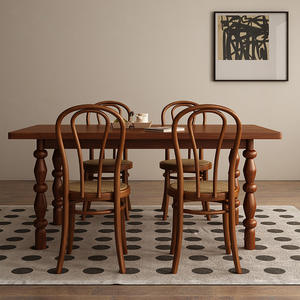 Moderno nordico casale leggero di lusso in legno massello tavolo da pranzo forma rettangolare colonna romana gambe <span class=keywords><strong>mobili</strong></span> per la casa - Product Image 4