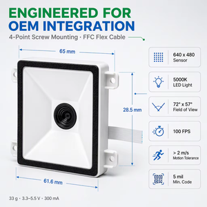 Module de scanner de codes-barres OEM, moteur de lecture 2D à marque blanche avec boîtier neutre et câble personnalisé pour les programmes de marque privée - Product Image 2