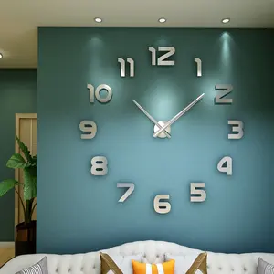 Relógio diy grande de 47 polegadas, relógio de parede moderno para sala de estar, adesivo de acrílico