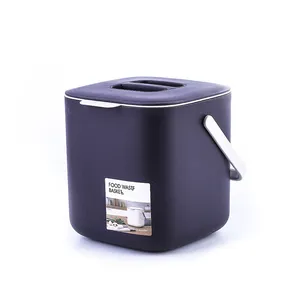 indoor trash can desktop plastic kitchen compost bin for countertop food waste bin with lid handles food scrap pail bucket