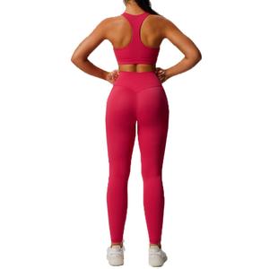 Conjunto Deportivo Personalizado para Mujer, Tallas Grandes, Transpirable, Diseño Sólido, Cintura Elástica, Cierre Ecológico, Conjunto de Yoga - Product Image 3
