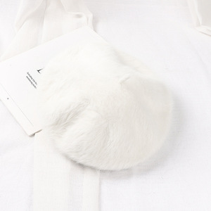 Chapeau béret couleur unie fourrure de lapin cheveux longs floue pour femmes femmes couleur unie Sports d'hiver Ski fête chapeau béret applicable - Product Image 5