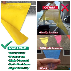 Banderín rojo naranja, banderas de seguridad, pancartas, línea de barrera de tráfico, estacionamiento, eventos, perímetro de techo, límite, construcción, lugar de trabajo - Product Image 3