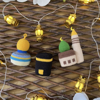 Ensemble de décoration islamique miniature au crochet, mosquée Al-Aqsa, Kaaba et mosquée Nabawi, cadeau de l'Aïd, ensemble de décoration musulmane au crochet pour le Ramadan