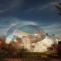 Tente bulle gonflable de luxe à double chambre, personnalisée en usine, pour glamping extérieur, hôtel bulle avec salle de bain
