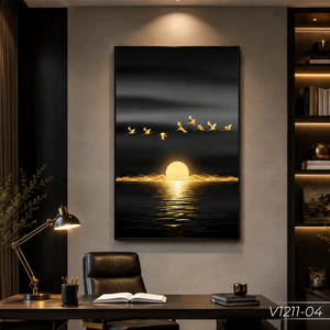 Vidrio Templado Abstracto de Lujo Personalizado con Atardecer y Pájaros en Vuelo, Arte Moderno para Decoración de Sala de Estar, Servicio OEM ODM de Vietnam - Product Image 5