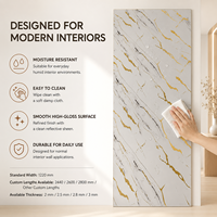 Panneau mural décoratif en PVC brillant MORLENX, imitation marbre veiné or blanc minimaliste, pour intérieur moderne