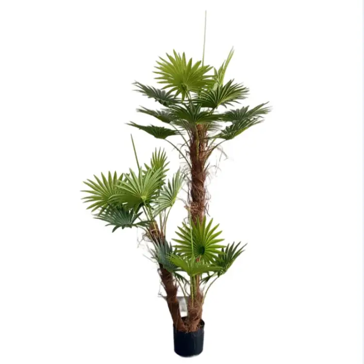 All'ingrosso decorazione interna/esterna finta plastica artificiale di cocco verde palma lasciare pianta albero decorativo Arboles