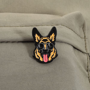 ゴールデンレトリバージャーマンシェパードハスキーエナメルピンクール犬サングラス付きブローチラペルバッジかわいいジュエリーギフト卸売 - Product Image 3