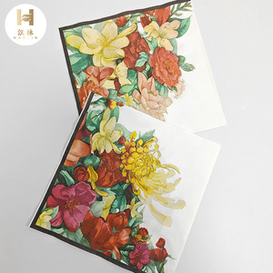 Printed Floral Paper Napkins 330mm Square Themed Party High End Restaurant Disposable Napkins - Product Image 1