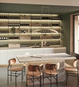 Vitrine à <span class=keywords><strong>vin</strong></span> rouge sur mesure, mobilier haut de gamme pour clubs, <span class=keywords><strong>cave</strong></span> à <span class=keywords><strong>vin</strong></span>, étagères de <span class=keywords><strong>cave</strong></span>, design 3D pour <span class=keywords><strong>magasin</strong></span> d'alcool - Product Image 3