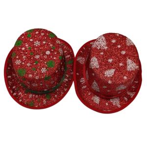 Sombrero de Copa Festivo con Lazo Brillante Navideño, Sombrero de Fiesta de Terciopelo Rojo para Disfraces Navideños - Product Image 6