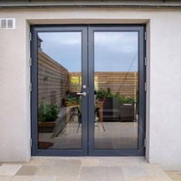 Porte commerciale en acier et verre, porte d'entrée de magasin, portes d'entrée en verre trempé double pour maison et jardin