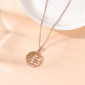 Ağaç Hayat Yazısı <span class=keywords><strong>Allah</strong></span> Kaligrafisi Müslüman Arapça İslam Kolye 316L PVD Paslanmaz Çelik Moda Takı Kolyeler Toptan Bayram - Product Image 5