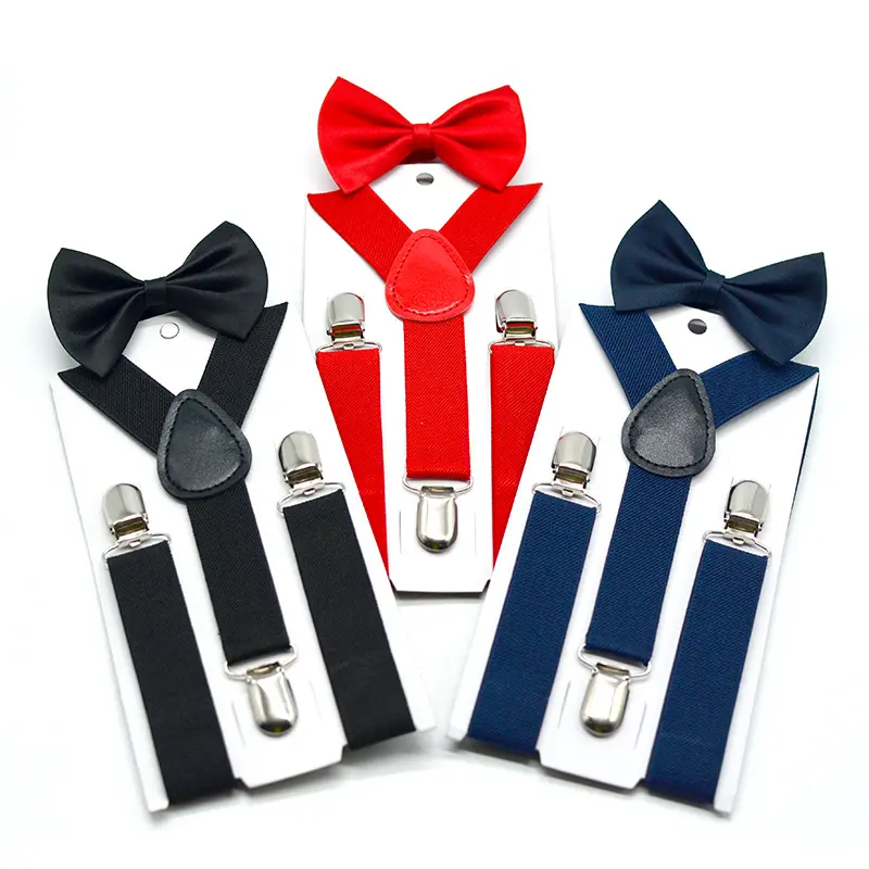 Trẻ Em Trẻ Em Em Bé Dây Đeo Đàn Hồi Thắt Lưng Bow Tie Set Chàng Trai Cô Gái Thắt Nơ