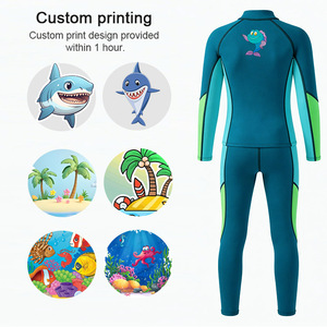 儿童 2 毫米夏季潜水服两件套长袖氯丁橡胶潜水服外套保暖儿童冲浪游泳潜水服定制印花 - Product Image 3