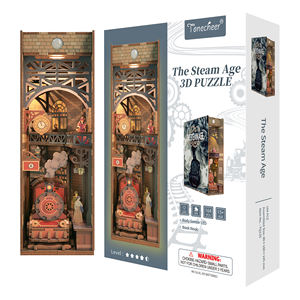 Tonecheer The Steam Age Bookends3D木製ミニチュアハウスブックヌーク3Dパズルウッド - Product Image 1