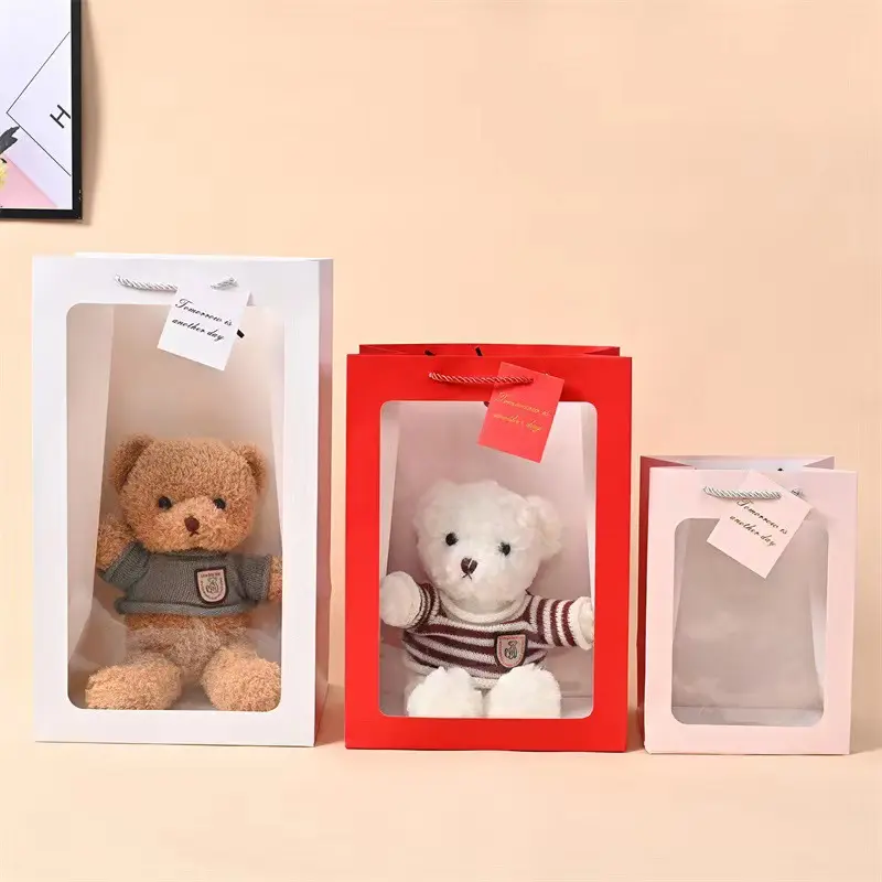 Window opening transparent flower bouquet bag and Valentine's Day gift birthday gift packaging box Window display handbag