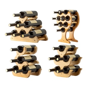 Home Decoration Customized 6 9 Bottles Wine Storage Holder Wooden Bamboo Large Wine Rack For Countertop