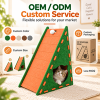 Vente en gros OEM Maison à chat en feutre, Triangle, Grotte pour chat, Rampe à gratter, Maison de jeu intérieure pour animaux de compagnie, Couleur, taille et emballage personnalisés