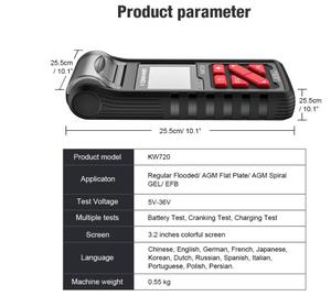 Werks-OEM ODM KONNWEI KW720 6V 12V 24V Digitaler Autobatterie <span class=keywords><strong>tester</strong></span> mit Drucker mit Farbbild schirm - Product Image 4