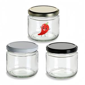 Bocaux en verre de 300 ml, 350 ml, 360 ml avec couvercle à vis en métal blanc de 82 mm avec doublure en <span class=keywords><strong>plastisol</strong></span> pour sauce salsa - Product Image 1