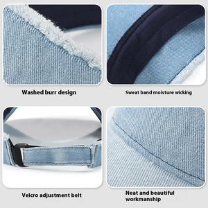 Moda moda chica señora deshilachado borde Denim sombrero para el sol visera gorra logotipo personalizado algodón Jean mujeres hombres verano deportes gorra - Product Image 5