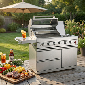 Vente Flash : Barbecue Modulaire de Luxe en Acier Inoxydable avec Fonction Fumoir, Allumage Électronique, Design Moderne et Pierre Culturelle Intégrée - Product Image 4