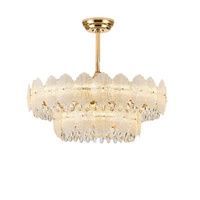 Ventilateur de plafond invisible de luxe avec éclairage LED silencieux tout-en-un, variateur de trois couleurs, abat-jour en verre crème