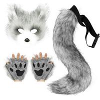 HY Halloween Peluche Chat Renard Queue Démon Style Masque Gant 3 Pièces Ensemble-Cosplay Prop