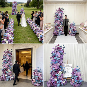Arco Floral Artificial Realista en Morado y Azul, Decoración para Bodas con Flores de Seda en Lavanda y Azul Cielo - Product Image 2