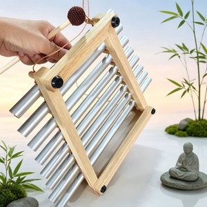 Wholesale 8‑Note Aluminum Sound <b>Chime</b> Bar Wooden Frame Hand‑held <b>Wind</b> <b>Chime</b> Sound Healing Therapy Percussion Instrument - Product Image 2