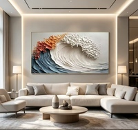 Pintura en Lienzo 3D con Textura de Olas del Océano, Paisaje Marino Abstracto en Relieve, Arte de Pared Horizontal para Decoración de Sala de Estar, Hotel, Venta al por Mayor