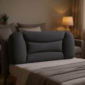 Cojín para cabecera Milessa de 39.4 pulgadas, de tela, para lectura, almohada de descanso para cama, gris, rectangular, diseño sólido - Product Image 2