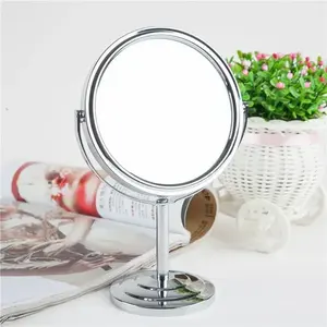 Espelhos de maquiagem Grande Double-Sided Desktop Round Metal Maquiagem Espelho Ampliação 360 Graus Rotating Shhaving Vanity Mirror