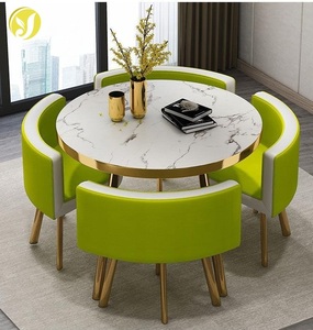 Set Moderno di Tavolo da Pranzo e Sedie di Lusso, Tavolo Rotondo Piccolo con 4 Sedie - Product Image 3