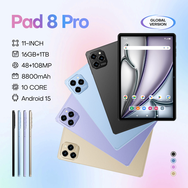High Performance 11 Inch Android 15 Tablet Pad 8 Pro 16GB+1TB 11 Inch Monitor 10-Core Processor Is Very Suitable