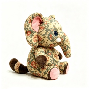 Customized <b>Vintage</b> floral elephant plush toy, retro flower print elephant stuffed animal, cottagecore safari elephant soft <b>doll</b> - Product Image 1