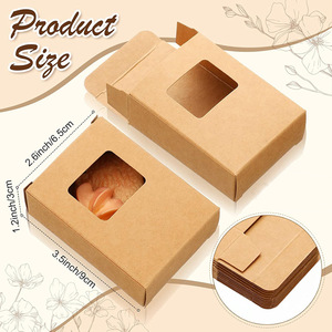 Mini boîtes rectangulaires en papier kraft avec fenêtres transparentes, boîtes à <span class=keywords><strong>savon</strong></span> pour emballages faits <span class=keywords><strong>maison</strong></span>, boîtes à friandises pour emballages cadeaux - Product Image 2