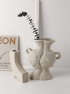 <strong>Cottage</strong> Style Hand-made Retro <strong>Pottery</strong> White Matte Ceramic Vase Plain Burned Art Flower Vase - Product Image 4