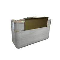 Comptoir de réception compact en marbre vert, comptoir cannelé marron, mobilier de salon de boutique, fabrication OEM/ODM sur mesure, fabricant chinois