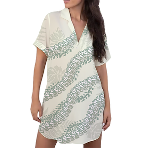 2025 Hawaii vỏ bãi biển mô hình mặc tùy chỉnh in Rayon thường dưới mùa hè TEE Áo sơ mi phụ nữ nút xuống Ăn mặc - Product Image 3