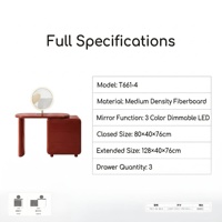 Coiffeuse moderne écologique avec tiroirs, table de maquillage réglable, miroir LED, meuble de rangement en MDF pour hôtel et salon